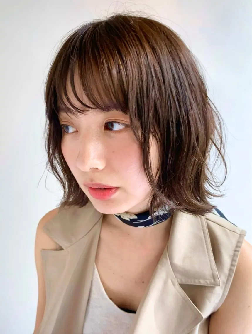 ショート カラー パーマ ベージュカラー 透明感カラー ハイライトカラー ボブ ハイライト 髪質改善 縮毛矯正/ レイヤー/銀座/本木のヘアスタイル