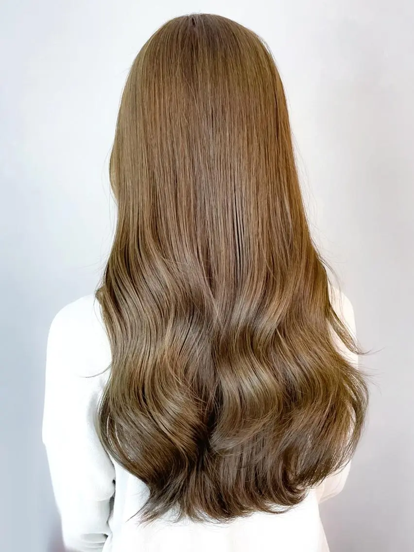 カラー パーマ ヘアアレンジ ベージュカラー ブリーチ ブリーチなしカラー オリーブベージュ ITbyALBUM 松戸のヘアスタイル
