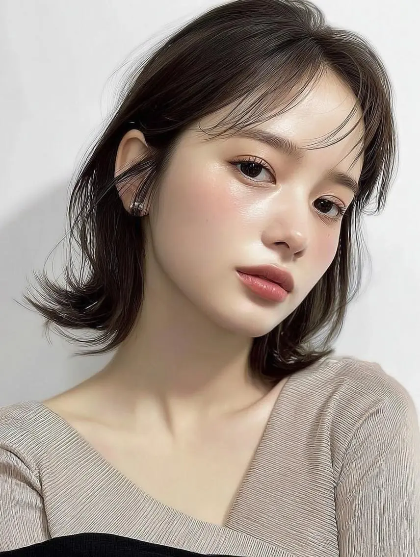 ミディアム 髪質改善 縮毛矯正 トリートメント カット ヘアカラー レイヤーカット✨ 福井雄登のヘアスタイル