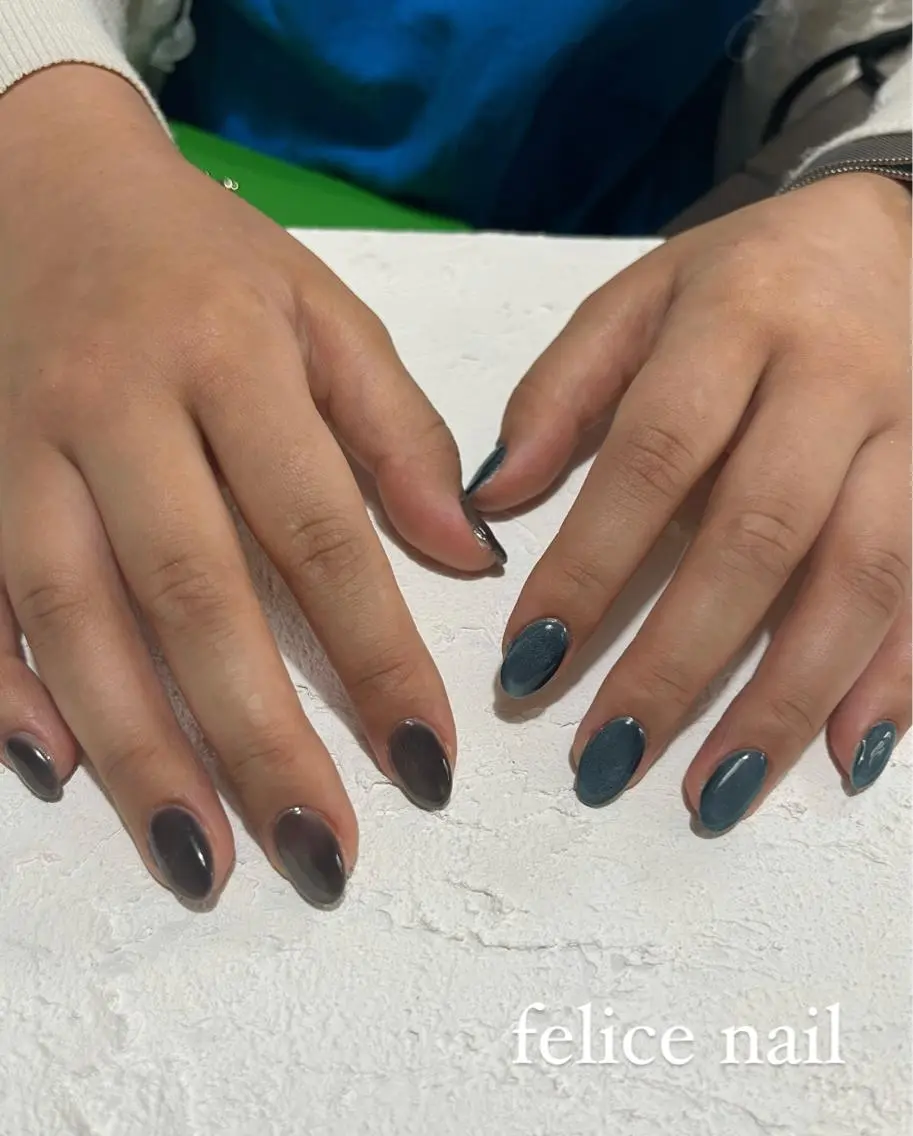 ネイル ジェルネイル マグネットネイル ニュアンスネイル オフィスネイル felice nailのネイルデザイン
