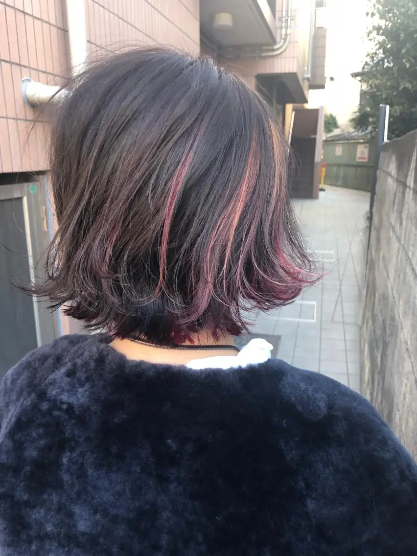 ショート カラー パーマ ハイライトカラー オレンジ ピンクカラー ハイライト ヘアカラー 髪質改善、エクステ 山口卓哉のヘアスタイル