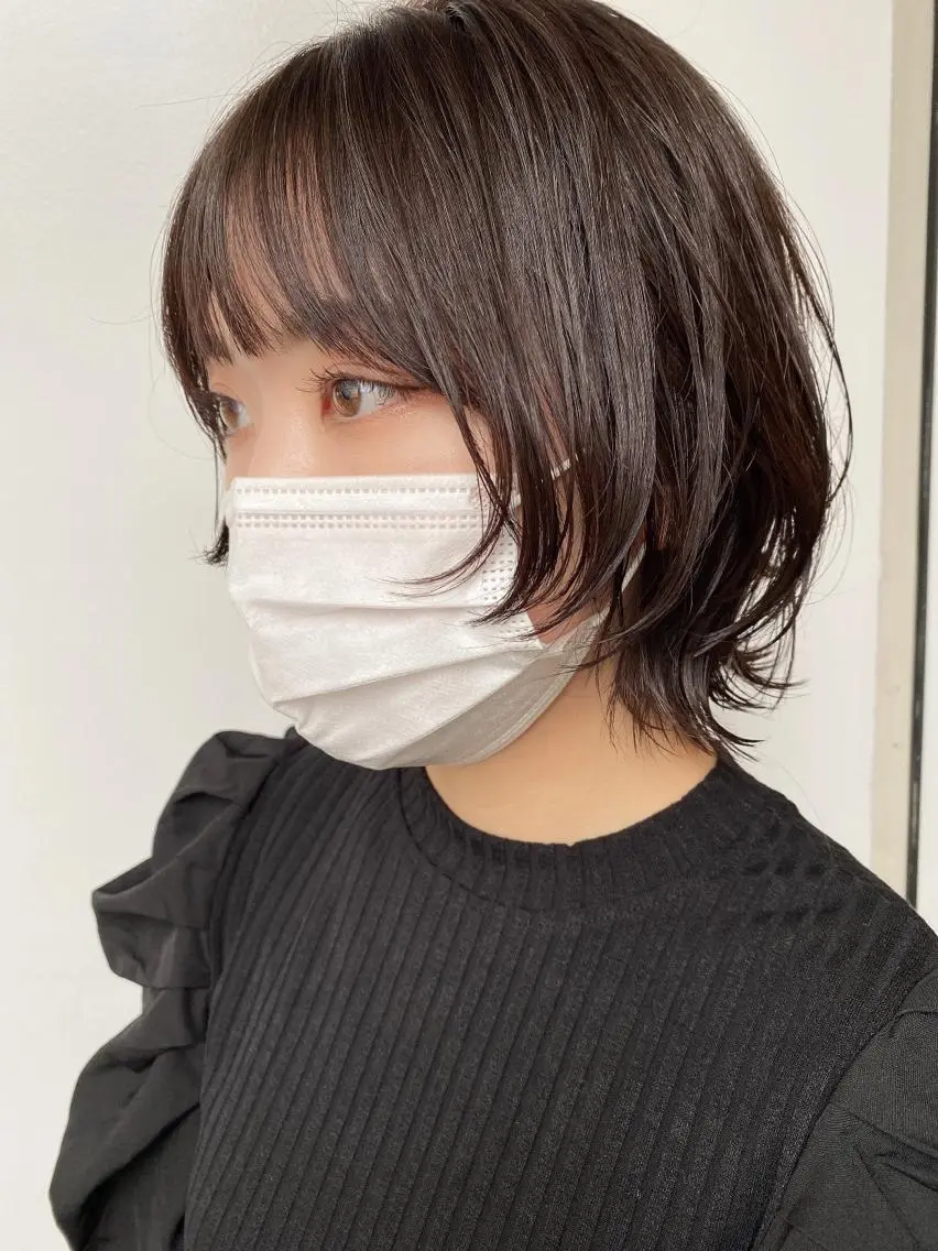 ショート カラー ヘアアレンジ 切りっぱなしボブ ボブ 顔周りカット レイヤーカット fit stand /HIIRAGIのヘアスタイル