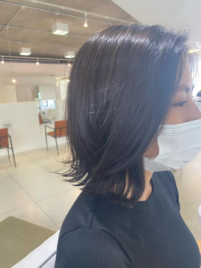 ミディアム 切りっぱなしボブ ボブ I nagiのヘアスタイル