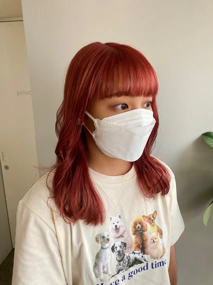 ミディアム カラー ヘアアレンジ ピンクカラー ヘアカラー ボブ /ニュアンス/ satomi🧸💖のヘアスタイル