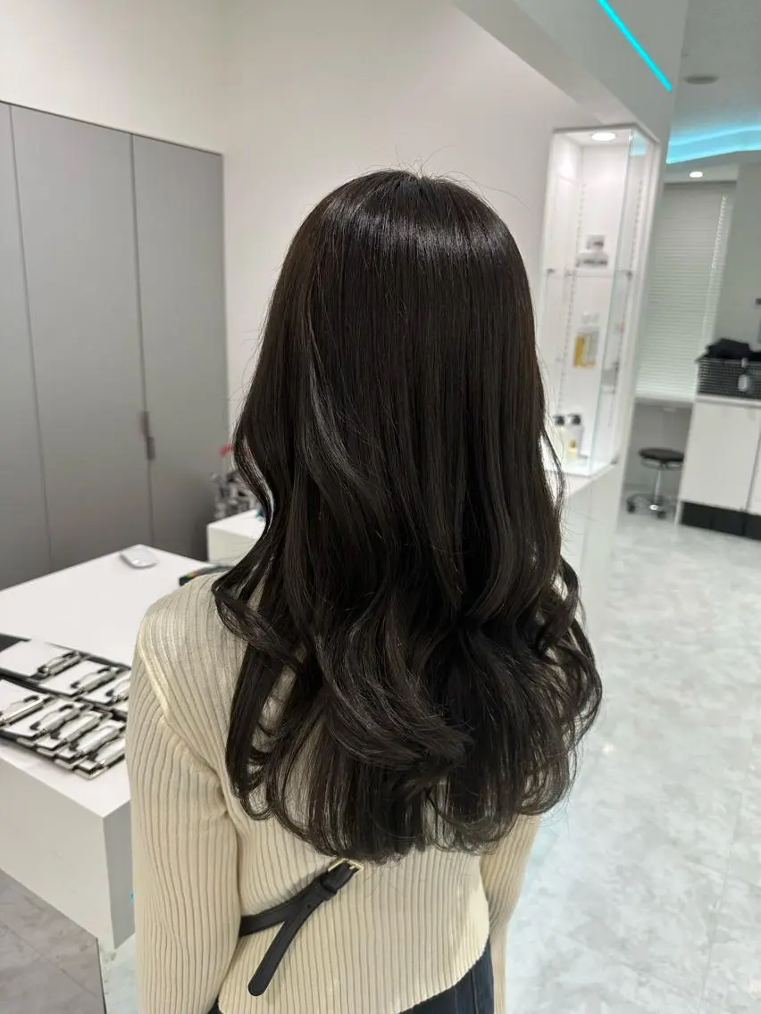ミディアム カラー ヘアカラー トリートメント ヘッドスパ ヘアセット ♡上品韓国髪♡ブラ ウン/SAYATOのヘアスタイル