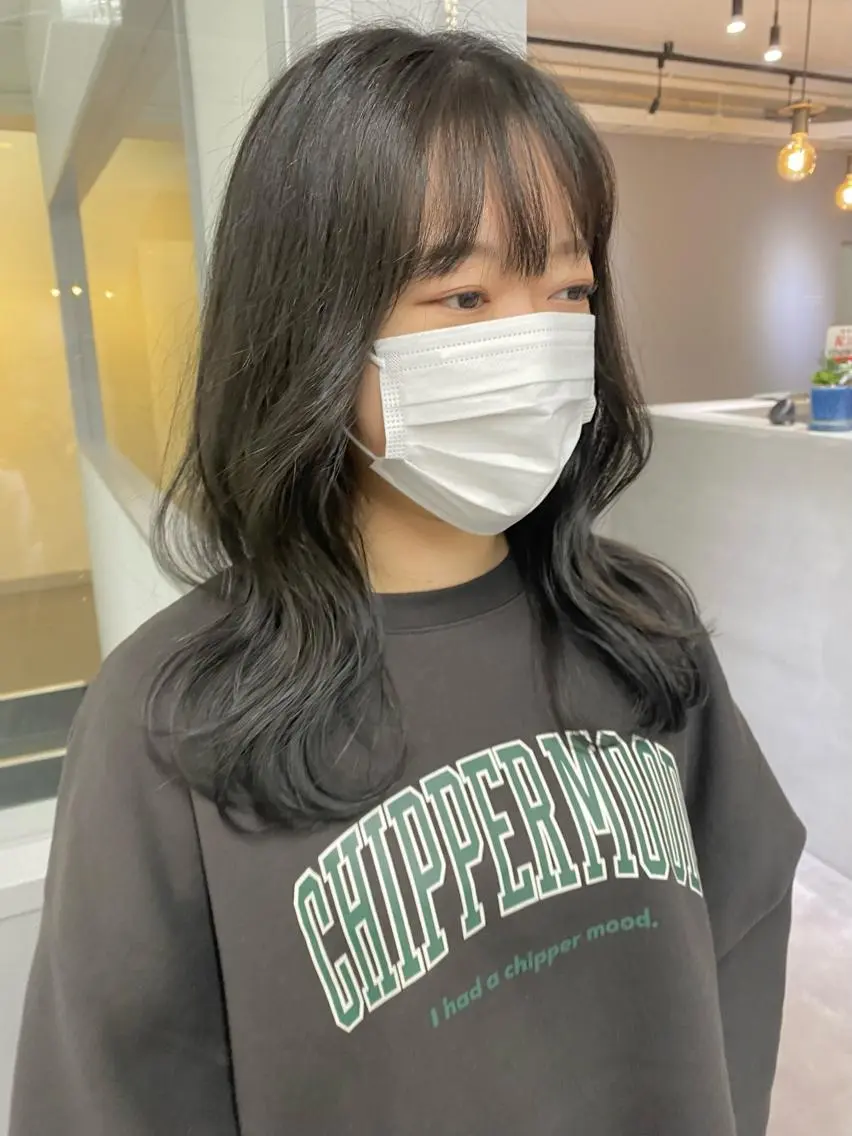 セミロング カラー ブリーチ ブルーカラー ブリーチなしカラー きよはらちさき🍑 柔らかカラー🌱🫧のヘアスタイル