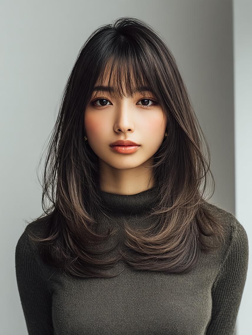 セミロング 🍒暖色×ハイトーン ×デザイン✨まなりのヘアスタイル