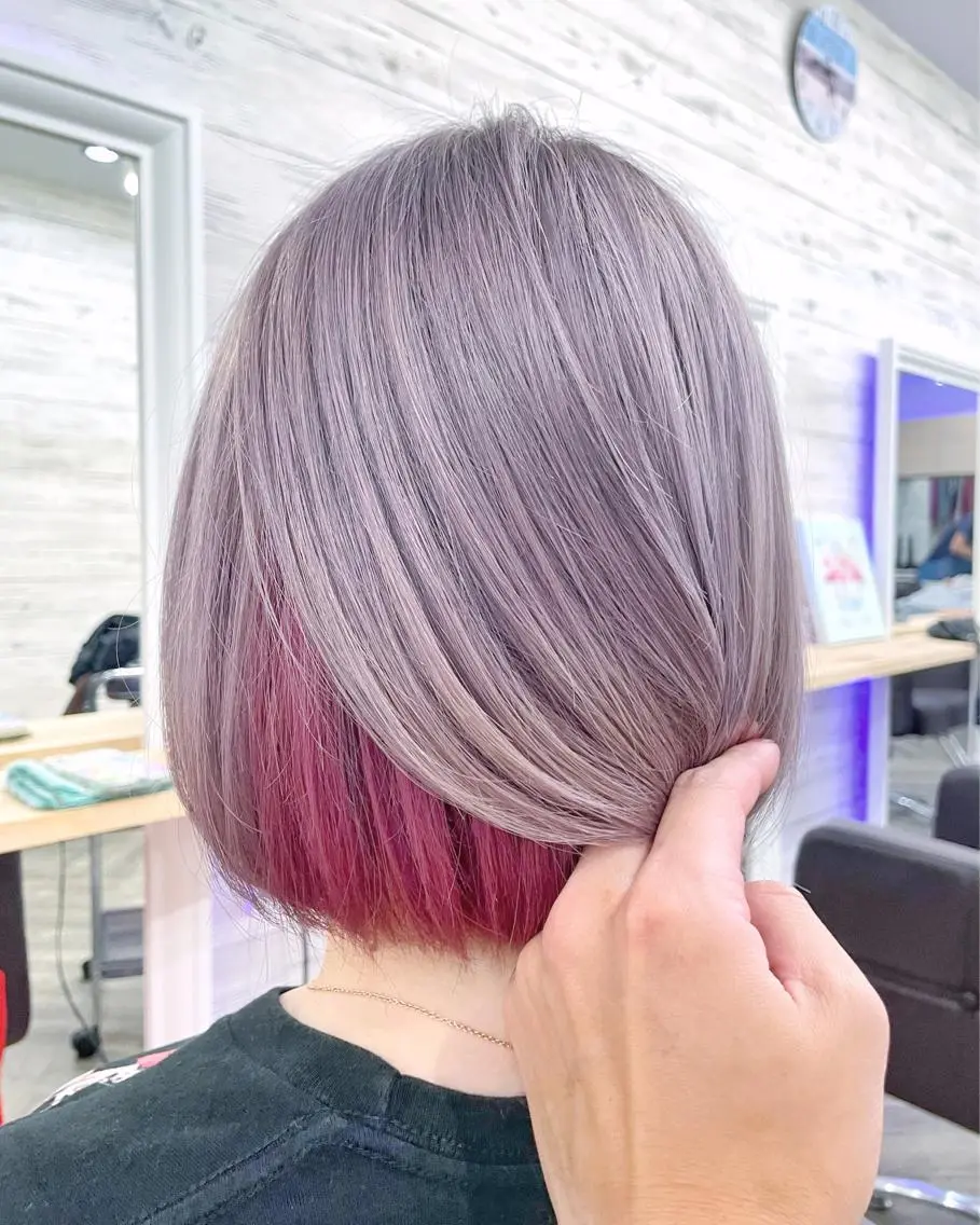 ミディアム カラー インナーカラー ピンクカラー 北沢 隆のヘアスタイル