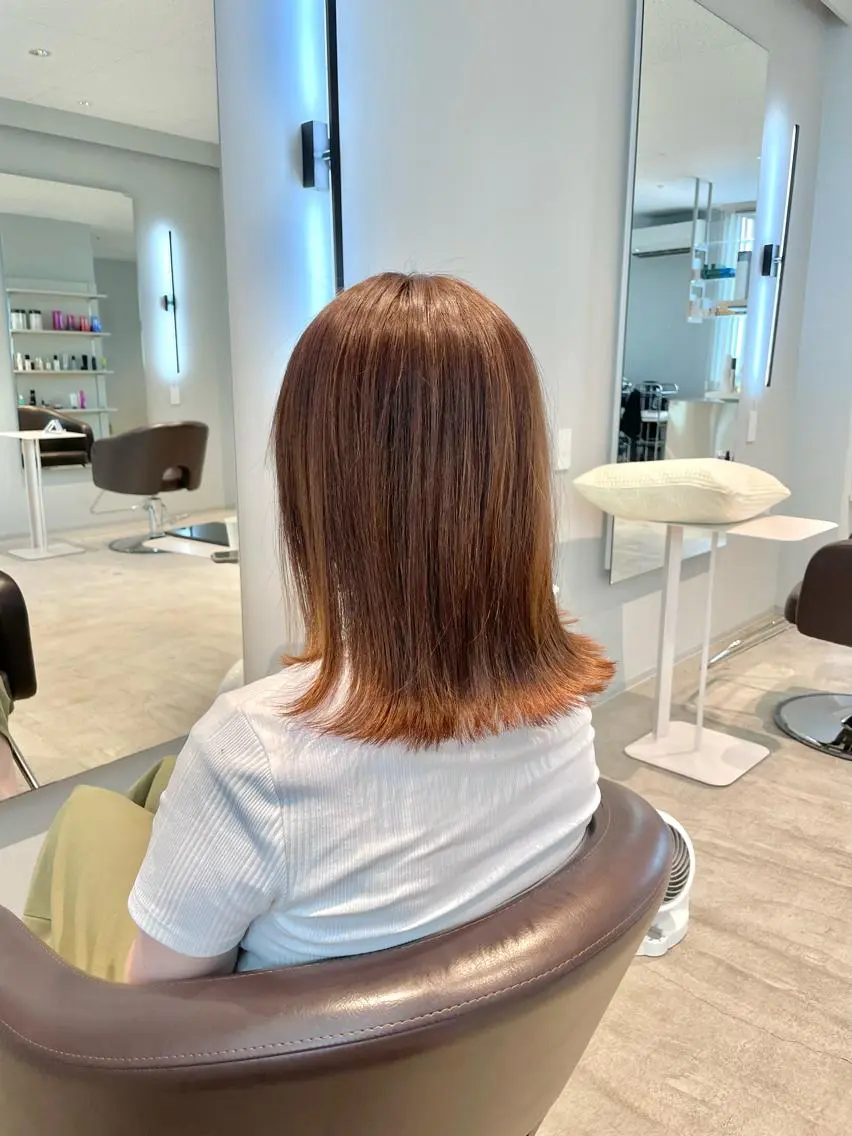 ミディアム パーマ 縮毛矯正 ストレートパーマ 中村 研介のヘアスタイル