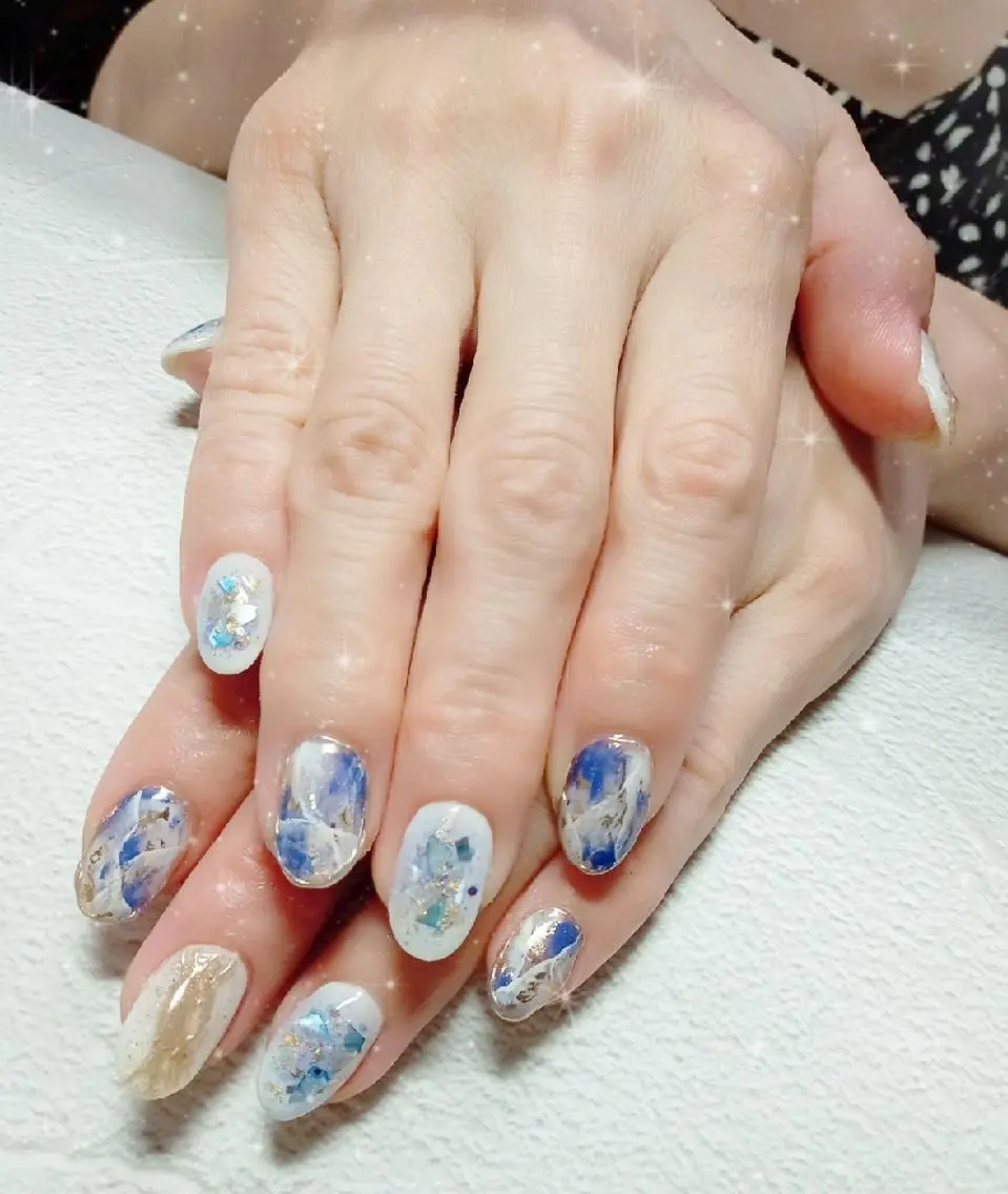 ネイル アートネイル フットネイル ジェルネイル ホログラムネイル キラキラネイル ハンドネイル flure de neige yukiのネイルデザイン