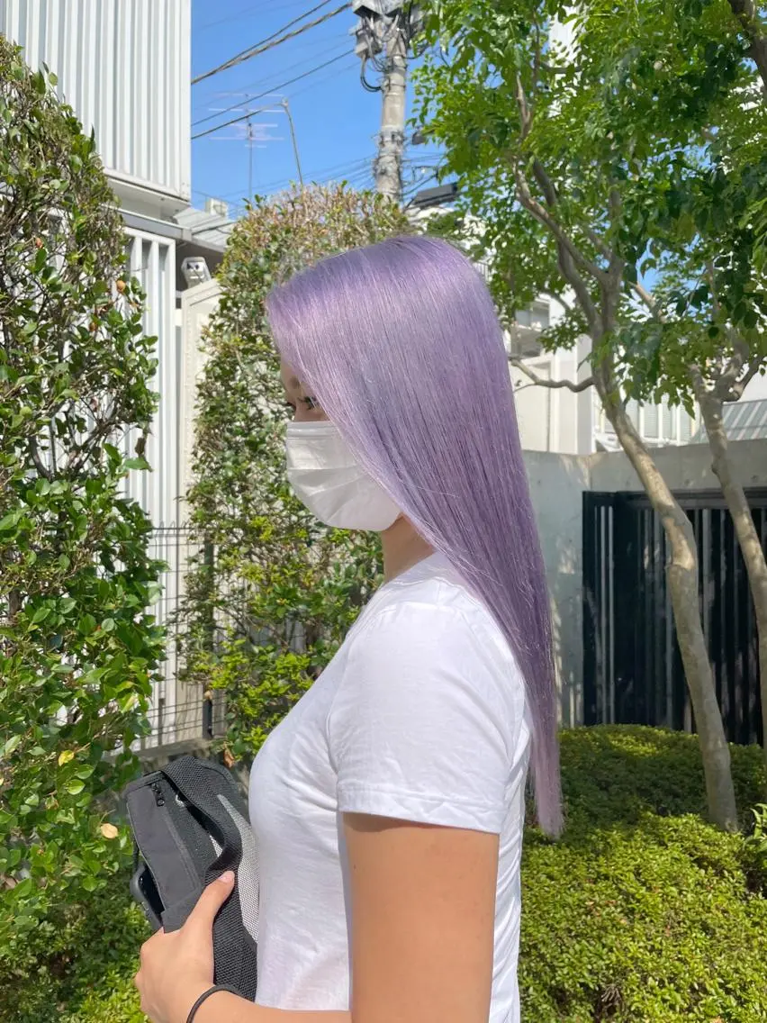 ロング カラー ヘアアレンジ パープルカラー トリートメント 柔らかカラー/ 縮毛矯正YUTO🧋のヘアスタイル