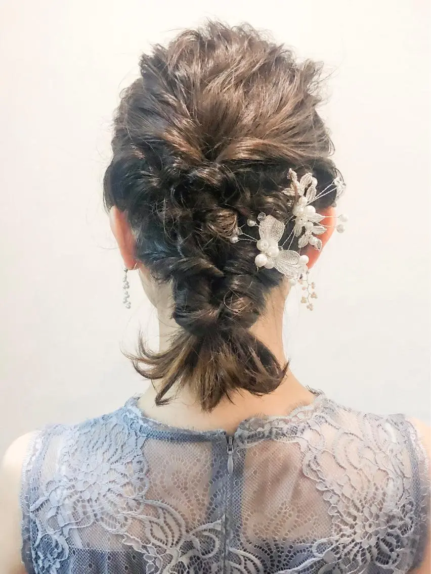 ショート ヘアアレンジ 結婚式・ブライダル ダメージレスサロン✨ kayo🌱のヘアスタイル