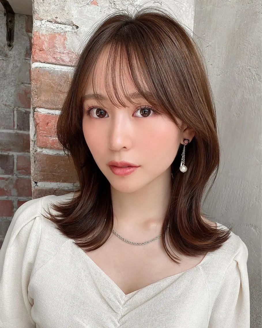 ミディアム くびれヘア 髪質改善 縮毛矯正 🧡くびれヘア/前髪 顔周り🧡久原結衣のヘアスタイル