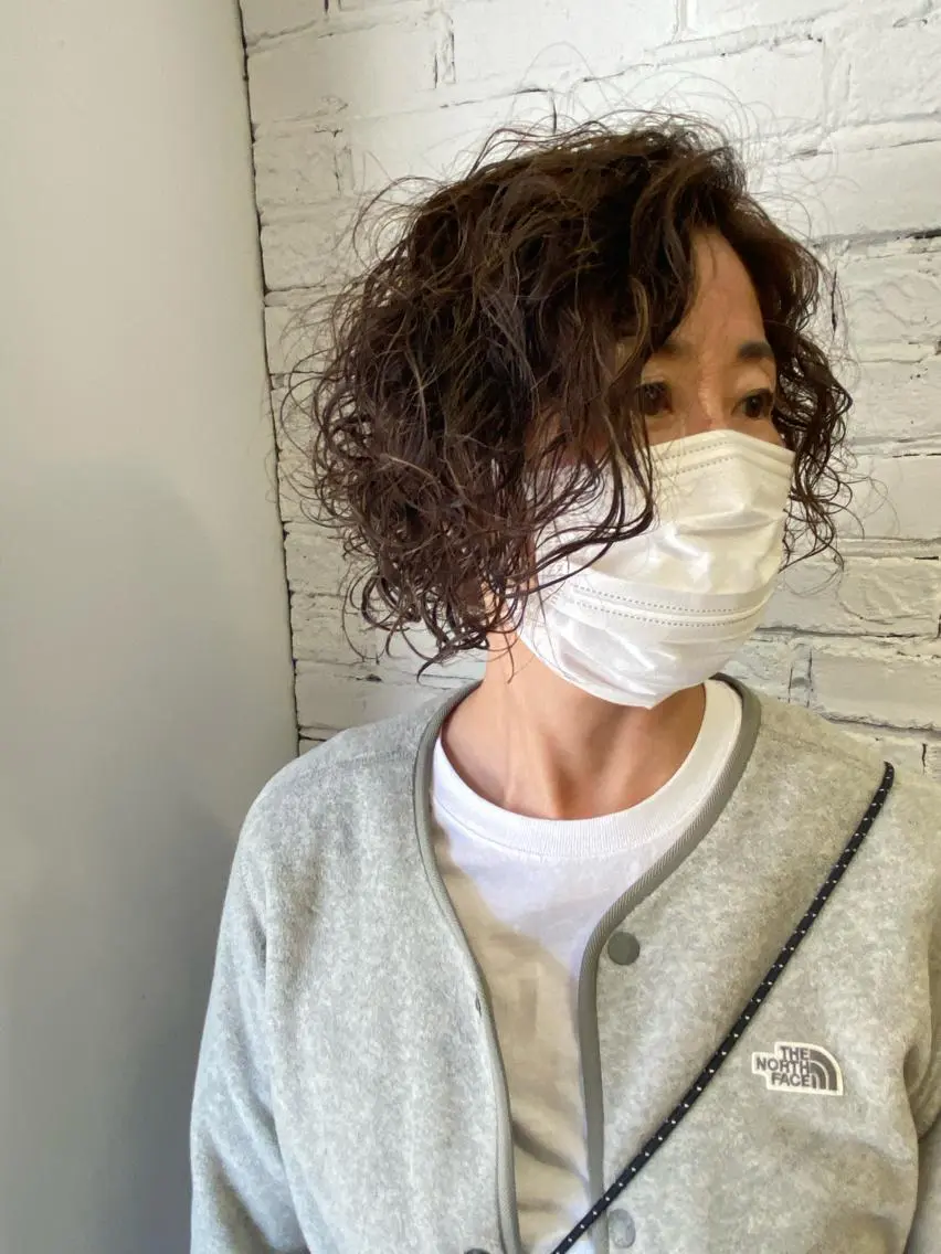 ミディアム パーマ ミディアムパーマ スパイラルパーマ 原一真/ 外国人ショートヘアのヘアスタイル
