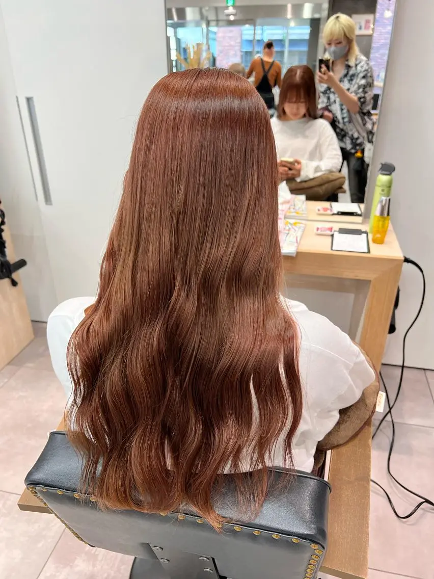 ロング カラー ブラウンカラー ピンクカラー ヘアカラー トリートメント 🌞レイヤー×カラー 前川那津美🌞のヘアスタイル