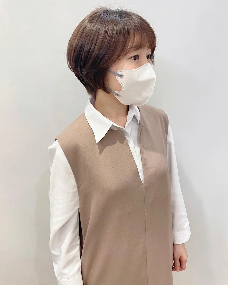 ショート ショートボブ 丸みショート ボブ くびれヘア ショートヘア 石山 /切りっぱなしボブのヘアスタイル