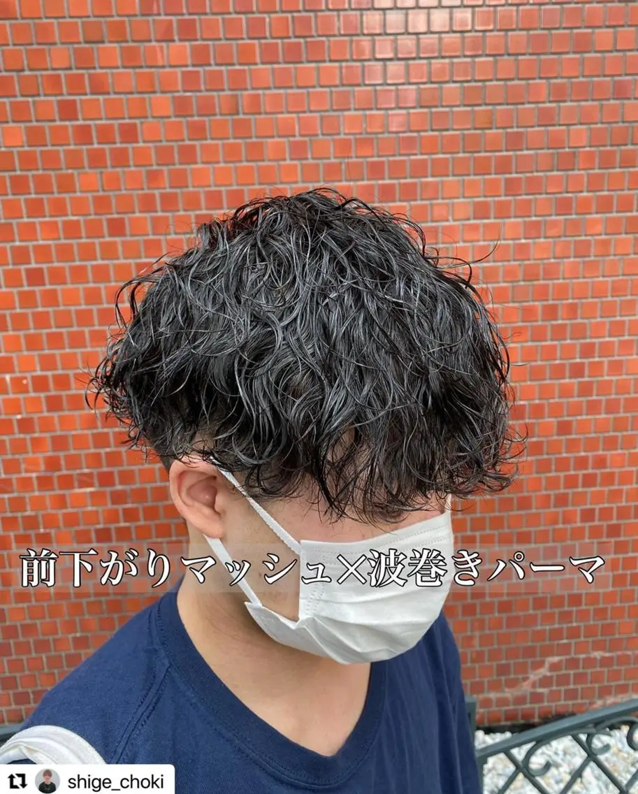 ミディアム カラー メンズ ミディアムパーマ センターパート メンズ韓国風 マッシュ メンズパーマ 🩷Eny terrace🩷のヘアスタイル