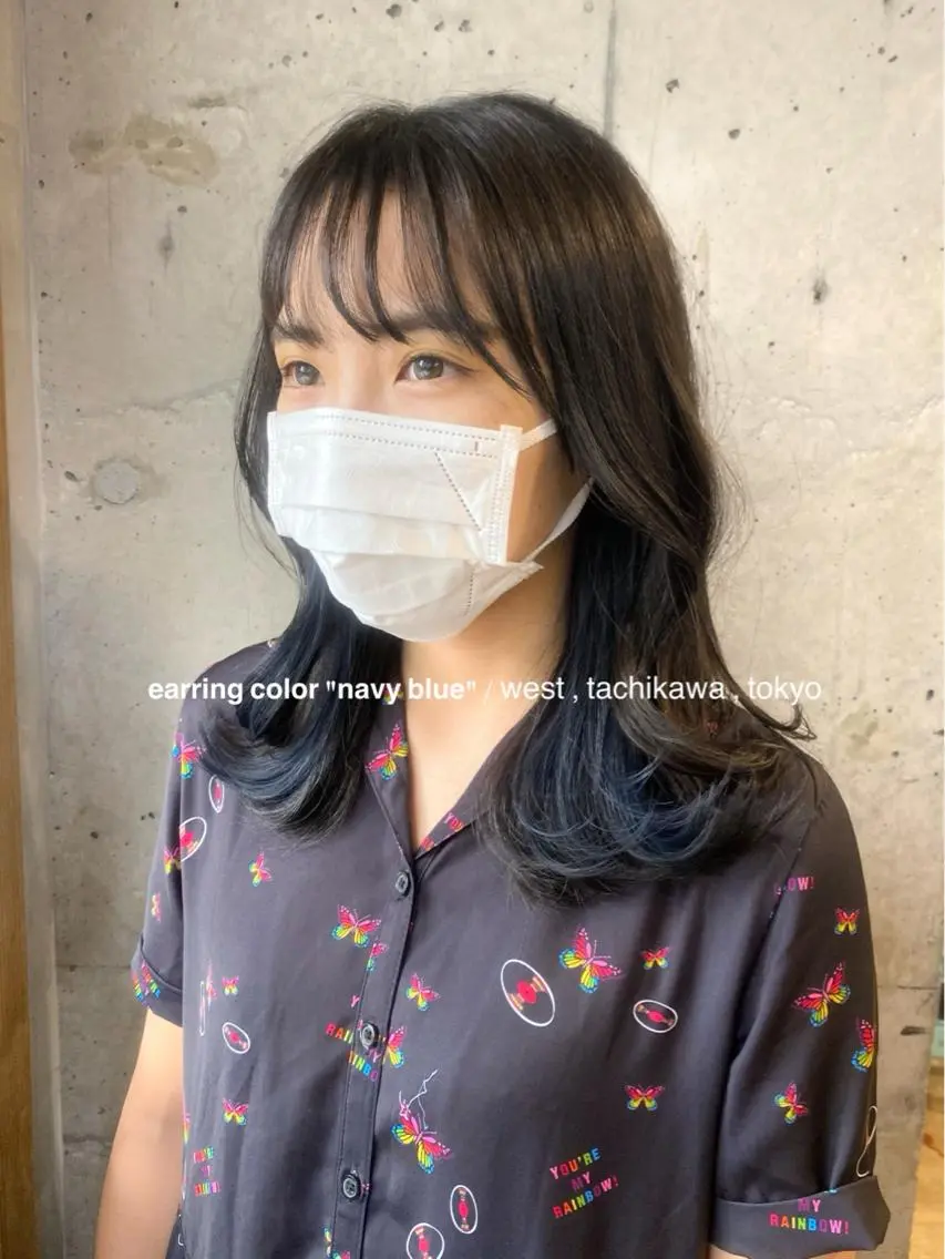 ミディアム カラー ブリーチ ブルーカラー ブルージュ ケアブリーチ イヤリングカラー 竹嶌 健吾のヘアスタイル