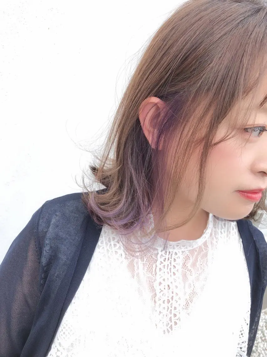 ショート パープルカラー ボブ カット ヘアカラー トリートメント 具志 正太のヘアスタイル
