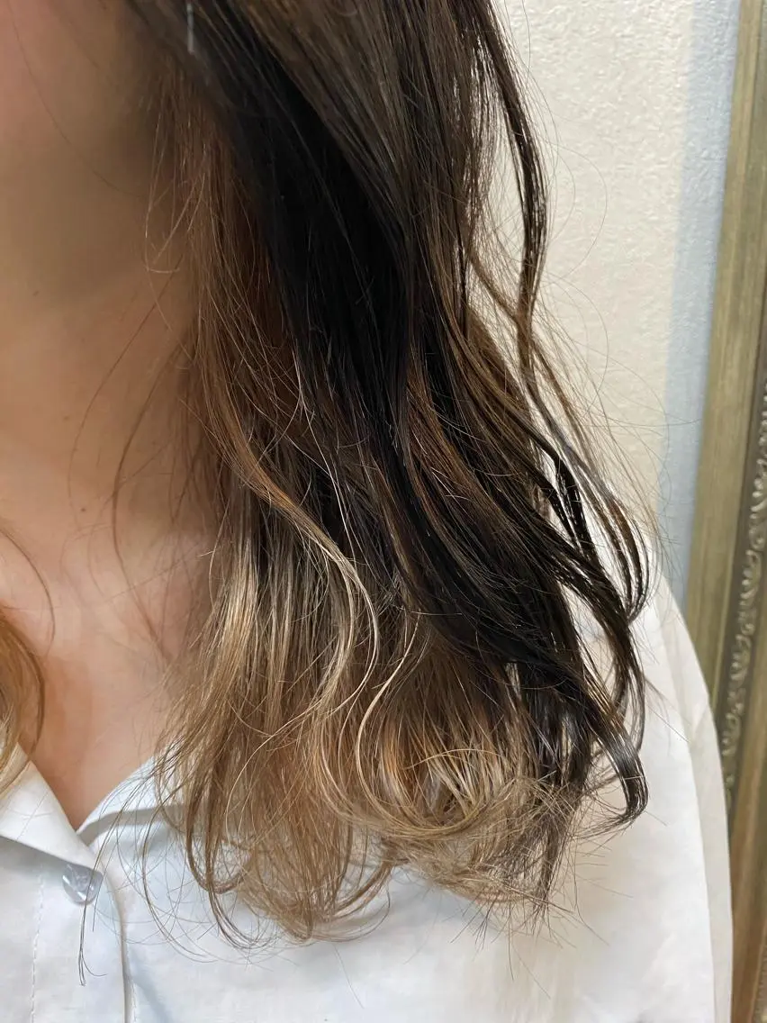ミディアム カラー パーマ ヘアアレンジ カット ヘアカラー トリートメント 年間1500人担当 代表 南一路のヘアスタイル