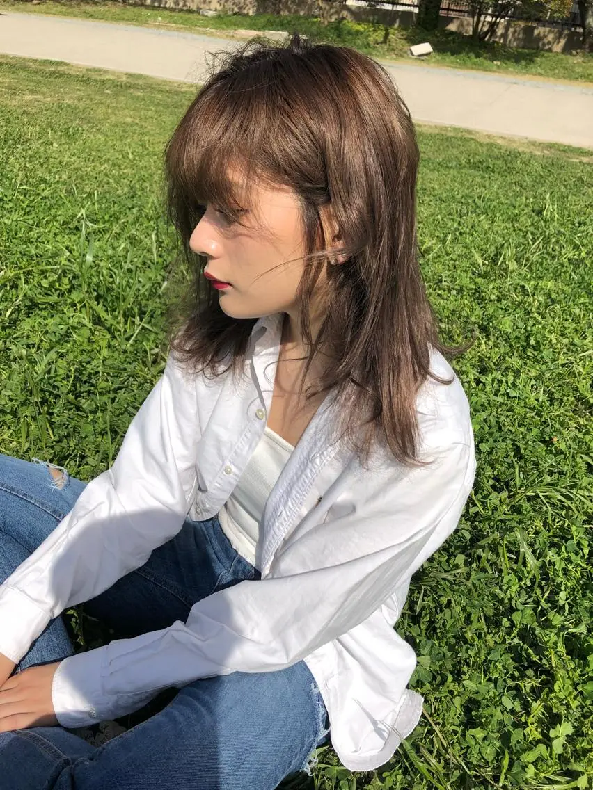 セミロング カラー ベージュカラー ラベンダーカラー ラベンダーベージュ Pia ツボイ ケイタのヘアスタイル