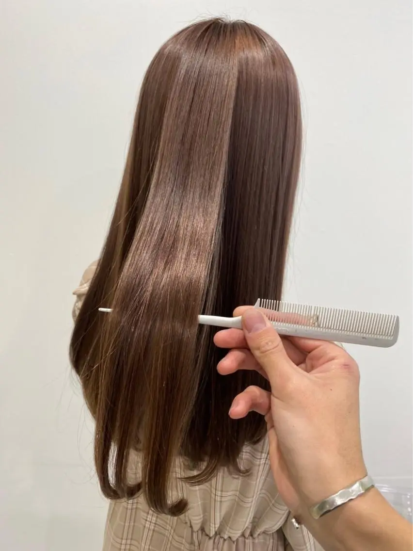 ミディアム ヘアカラー トリートメント ヘッドスパ ヘアセット 韓国風ベージュ🤎 赤みなし🌿横浜🤎のヘアスタイル