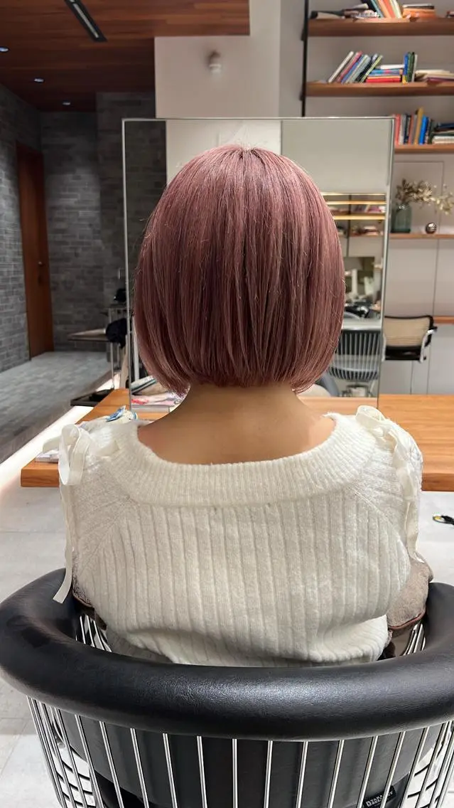 ショート カラー ハイトーンカラー ピンクカラー ボブ カット ヘアカラー トリートメント 清田 健太朗のヘアスタイル
