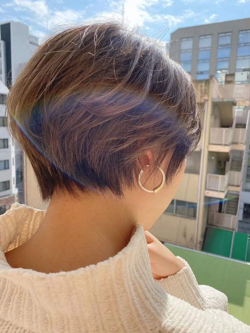 ショート カット ヘアカラー トリートメント 🌟モテ髪ショート 🌟店長 津賀涼のヘアスタイル