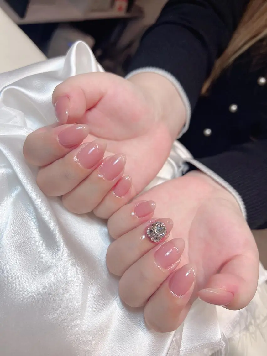 ネイル ワンカラーネイル 春ネイル bijou nails 蓮のネイルデザイン
