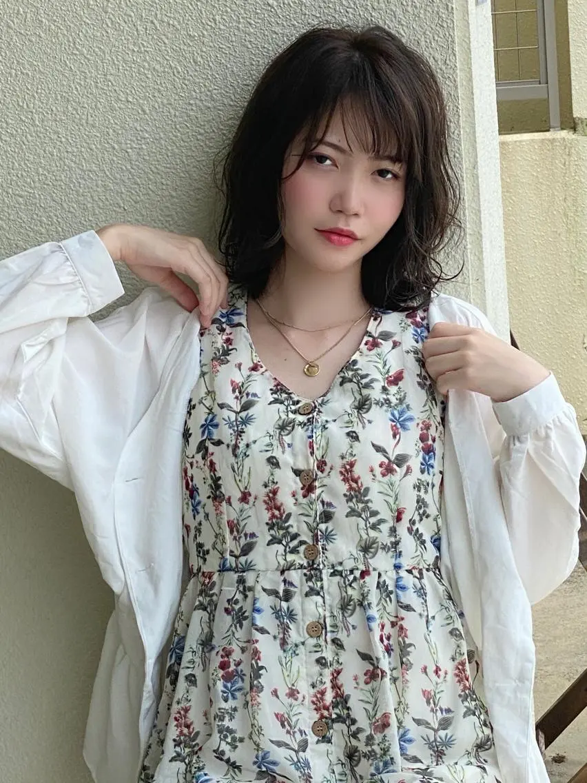 ミディアム パーマ カット ヘアカラー grand juteのヘアスタイル