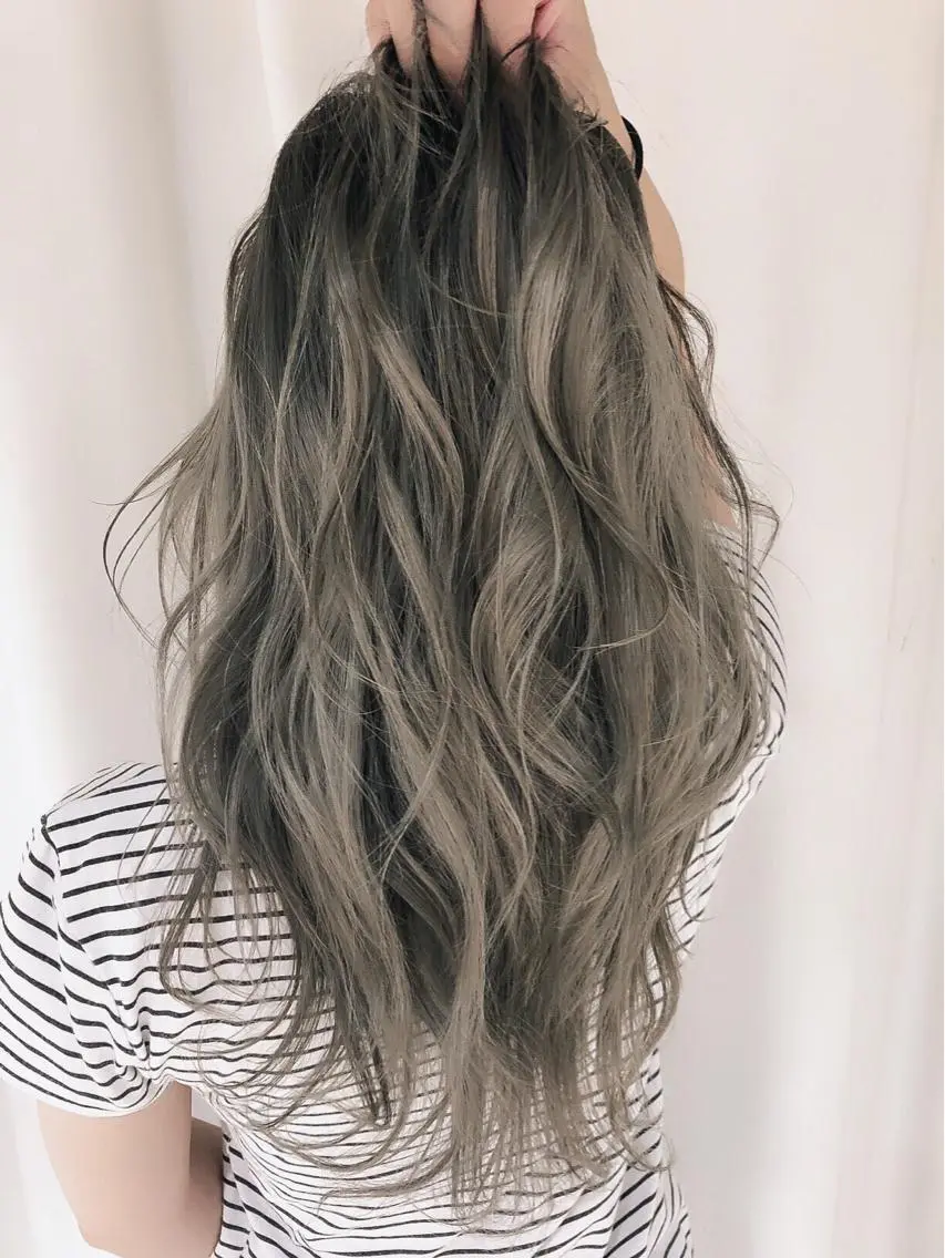 セミロング カラー パーマ アッシュ バレイヤージュ グラデーションカラー グレージュ ハイライトカラー カット ヘアカラー 縮毛矯正 バレイヤージュ 藤沢 髪質改善 竹内ケンゴのヘアスタイル