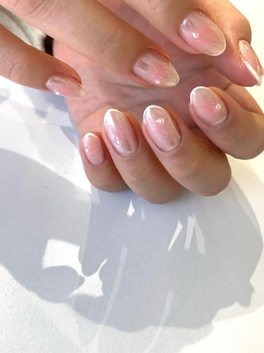ネイル オーロラネイル チークネイル ハンドネイル Ann nailのネイルデザイン