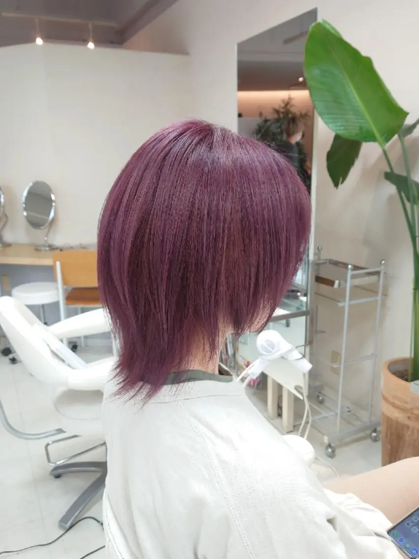 ショート カラー ピンクカラー ピンクパープル パープルカラー nagane sayakaのヘアスタイル