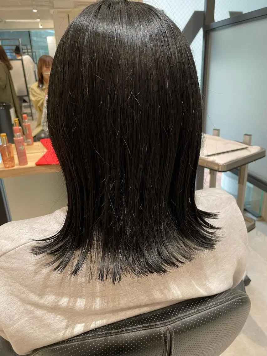 ミディアム 切りっぱなしボブ ボブ パーマ/ボブ/レイ ヤー💫SUZUKAのヘアスタイル