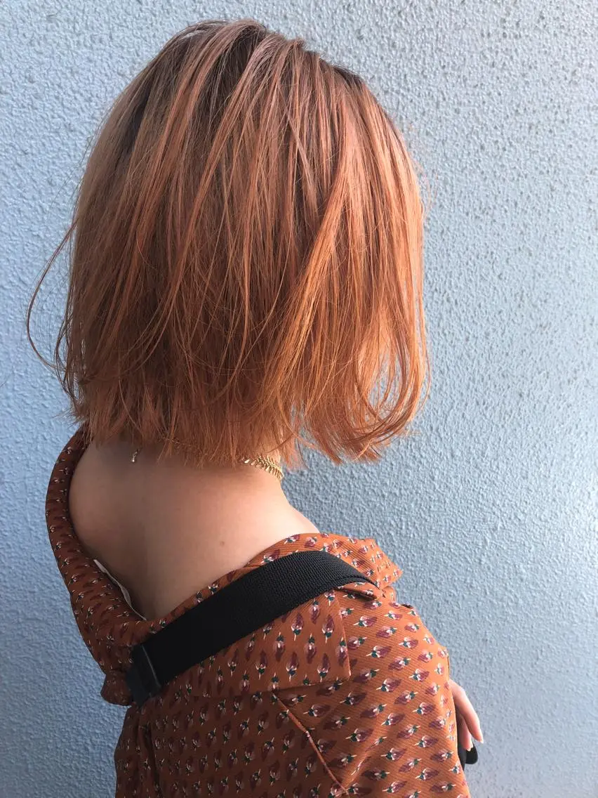ミディアム カラー ベージュカラー ブリーチ ケアブリーチ オレンジ Pia ツボイ ケイタのヘアスタイル