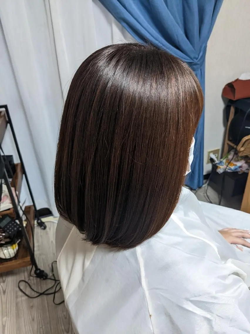 ミディアム トリートメント 酸熱トリートメント 縮毛矯正 トリートメント 池田 恵久美のヘアスタイル