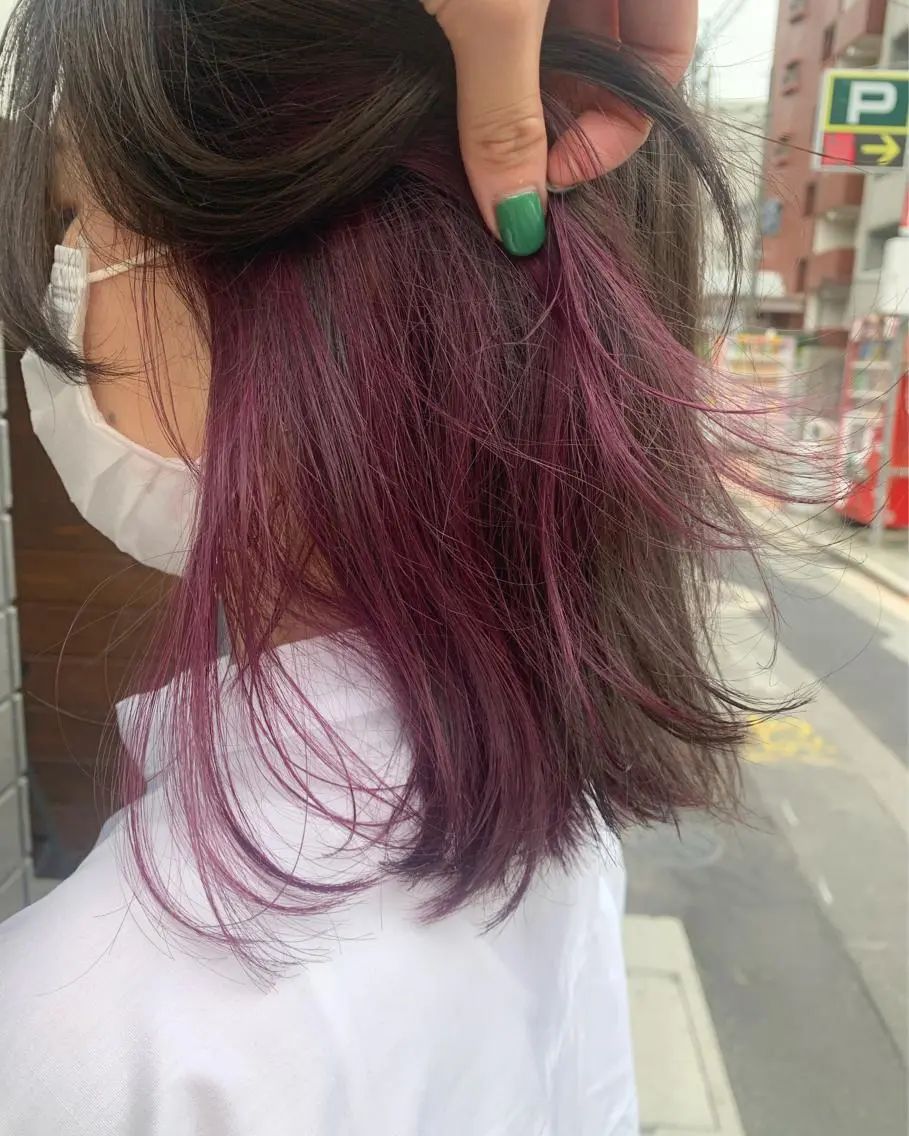 ミディアム カラー インナーカラー ラベンダーカラー ピンクカラー ピンクラベンダー カット ヘアカラー トリートメント hubhair レイヤー/透明感のヘアスタイル