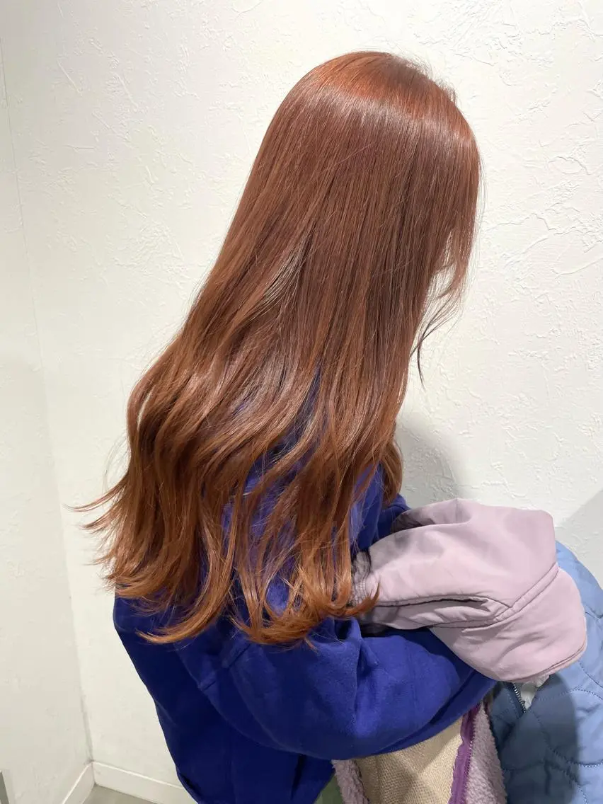 ロング カラー ブラウンカラー オレンジ オレンジブラウン ヘアカラー トリートメント 🤍2nd🤍田所 美希のヘアスタイル