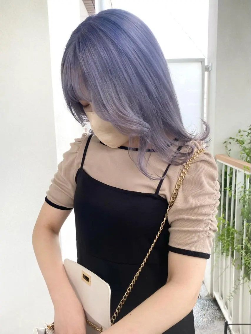 セミロング カラー ヘアアレンジ ヘアカラー トリートメント ヘアセット 🌷FUKA🌷 まろやかハイトーンのヘアスタイル