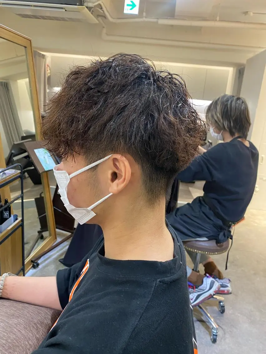 ショート パーマ メンズ マッシュ メンズパーマ 刈り上げ ボブ /ニュアンス/ satomi🧸💖のヘアスタイル