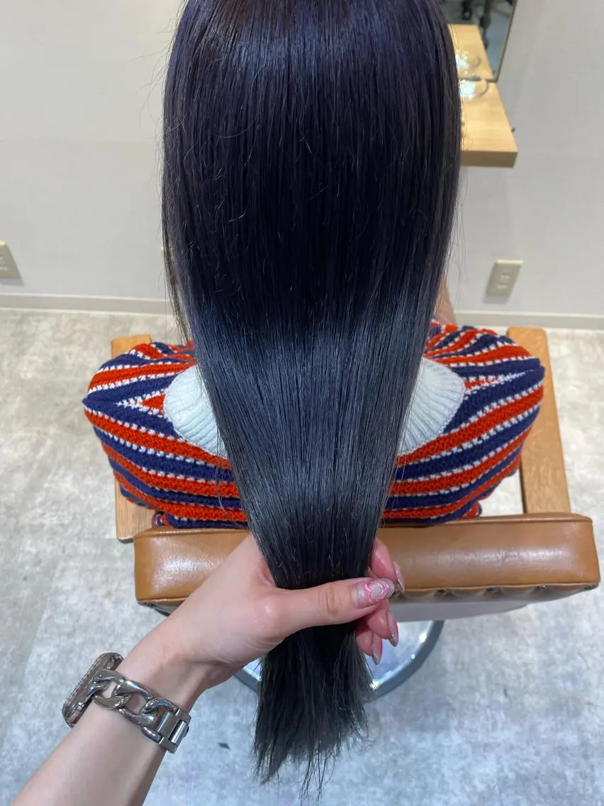ロング カラー ブリーチ グレージュ ラベンダーカラー ラベンダーグレージュ ラベンダーグレー ヘアカラー トリートメント オスズ 🎀´-のヘアスタイル