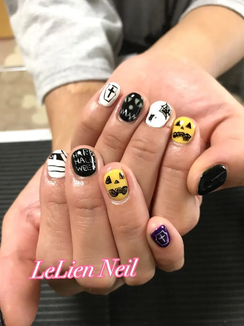 ネイル ハロウィン モチの良さ◉ フィルインネイル♡のネイルデザイン