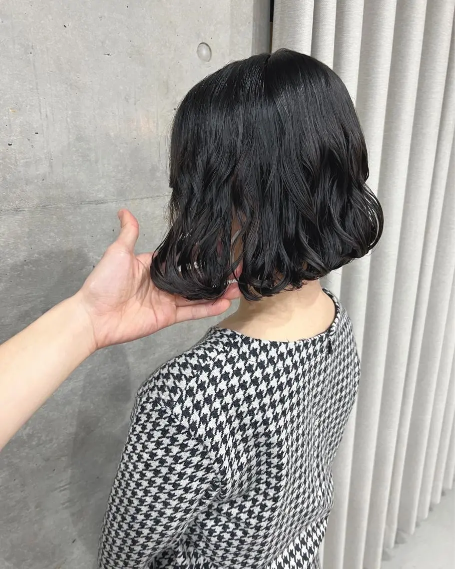 ショート パーマ カット ヘアカラー パーマ ボブパーマコテ巻き風 パーマNo1深江秀平のヘアスタイル