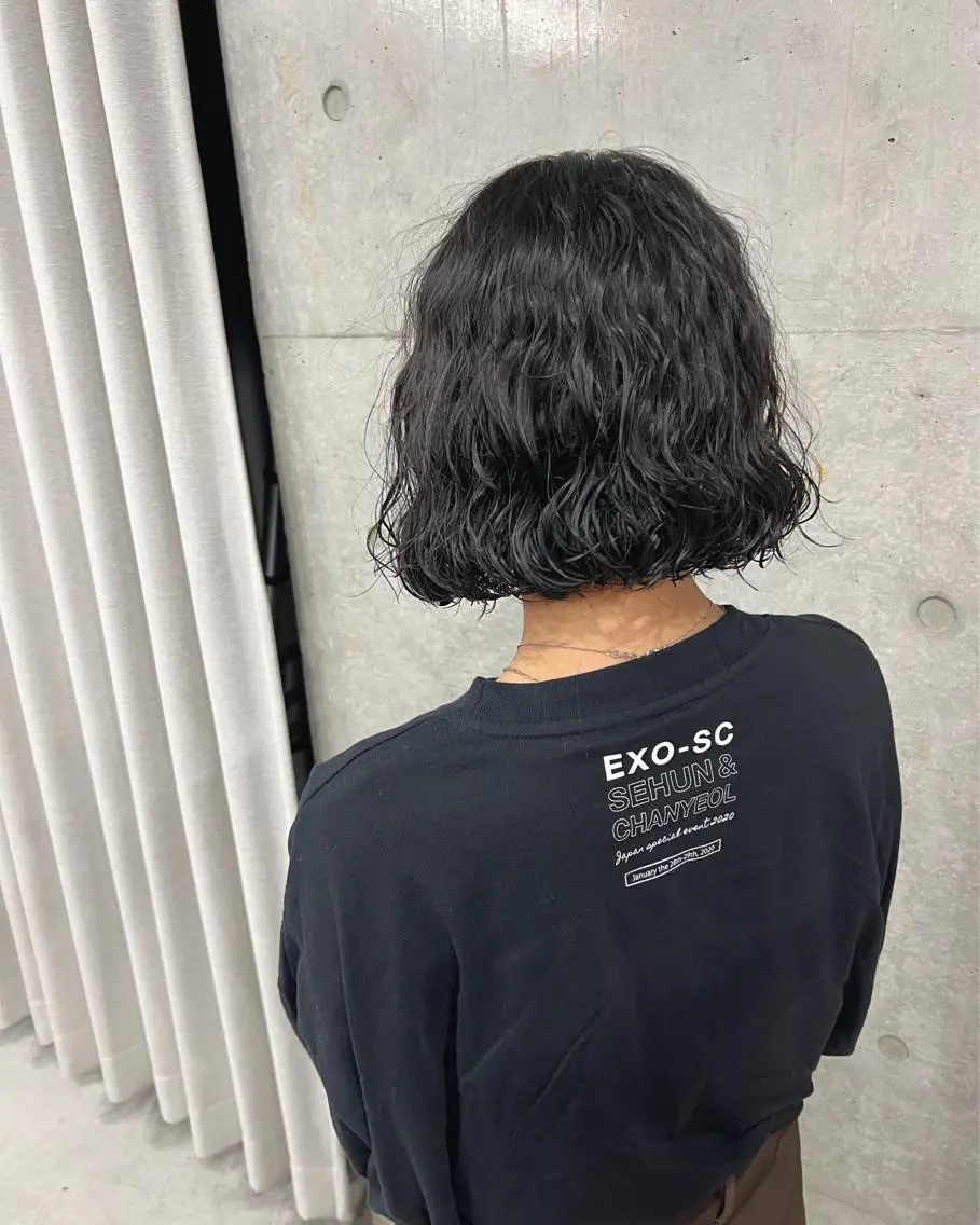 ショート パーマ カット パーマ トリートメント ボブパーマコテ巻き風 パーマNo1深江秀平のヘアスタイル
