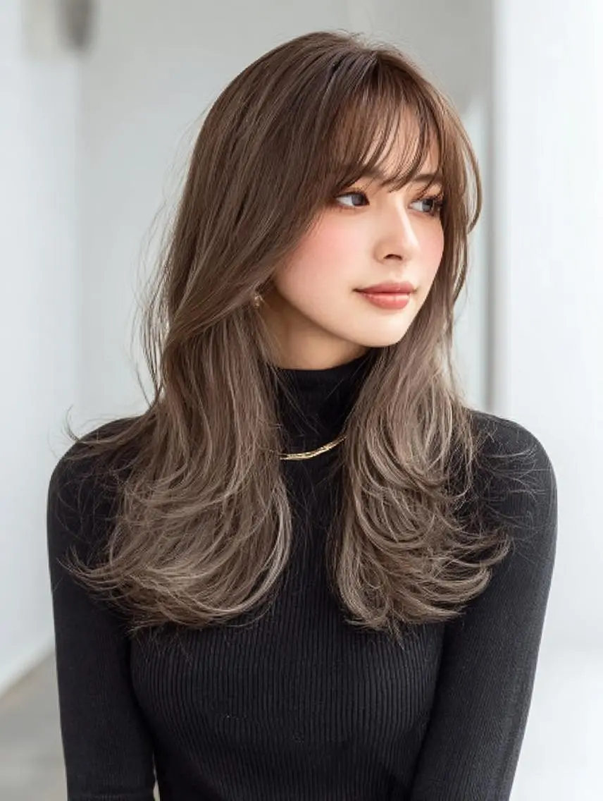 セミロング ハッシュカット 髪質改善 レイヤーカット 縮毛矯正 トリートメント カット ヘアカラー トリートメント 生艶髪＆レイヤー🔔 渋谷お薦めNo.1✨のヘアスタイル