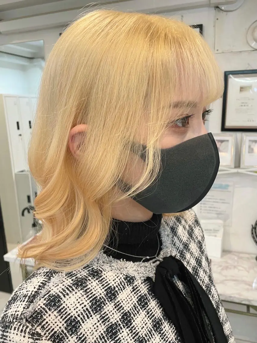 ミディアム マリカ🦋韓国 ハイトーン/エクステのヘアスタイル
