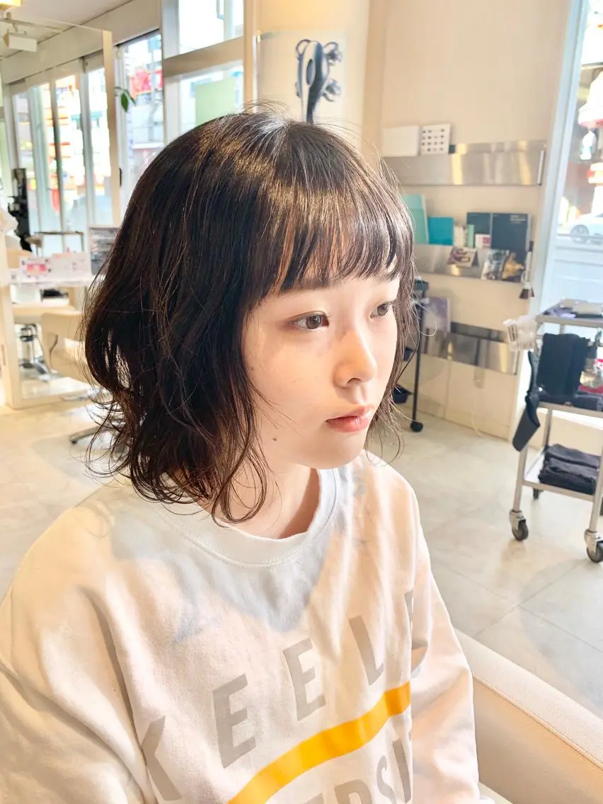 ミディアム ミディアムパーマ ボブ 本田 卓也のヘアスタイル
