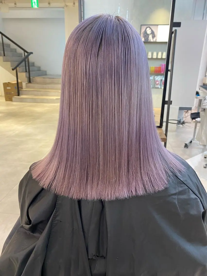 ミディアム カラー ピンクカラー パープルカラー メンズパーマ/ メッシュ📍ユリのヘアスタイル