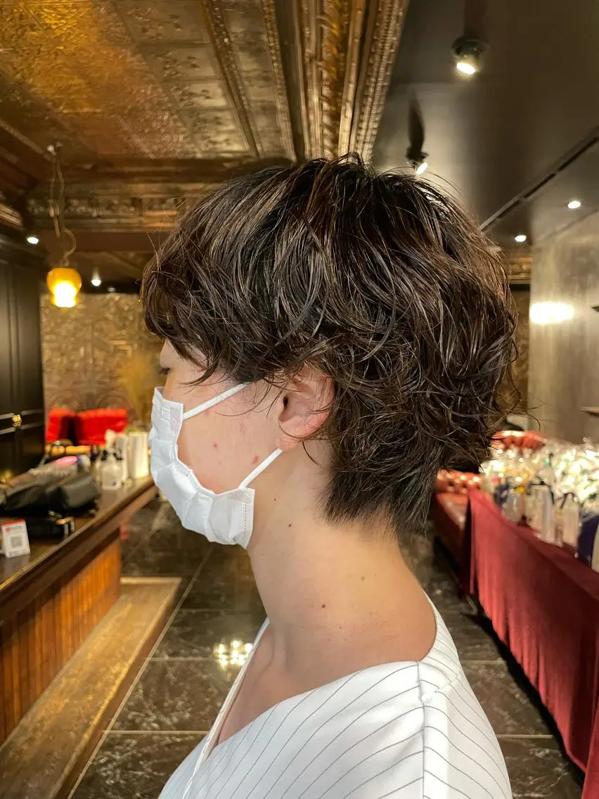 ショート パーマ ヘアアレンジ くびれレイヤー/艶 カラー　MADOKAのヘアスタイル