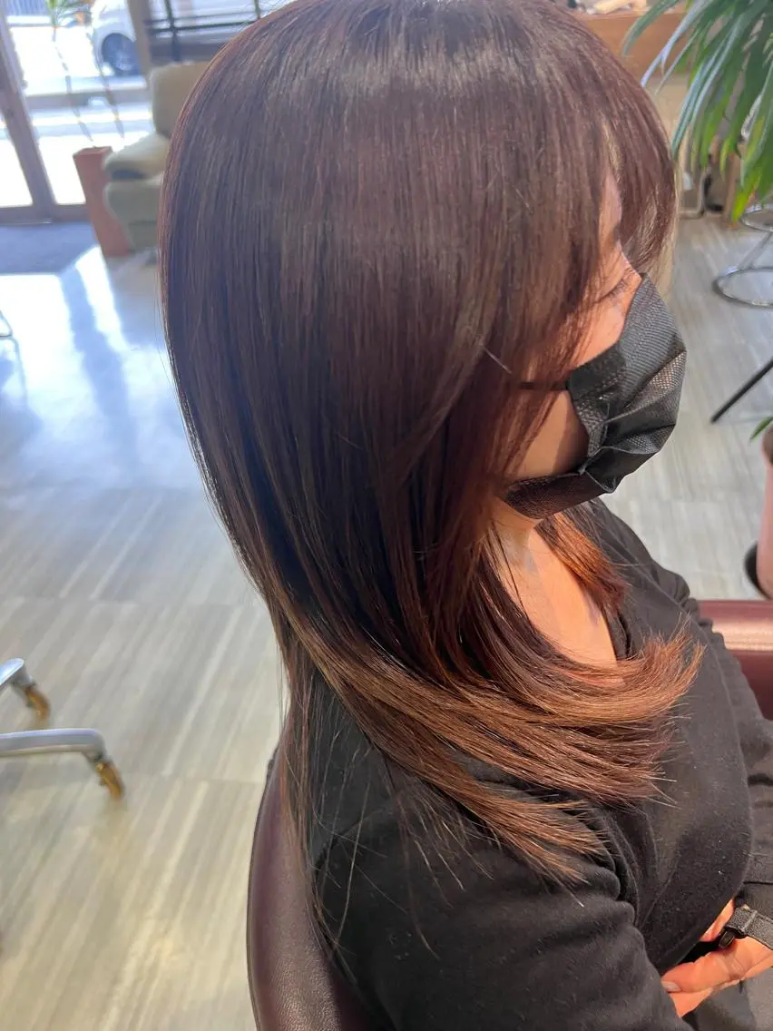 ロング 【南草津】髪質改善 ヘナカラー&縮毛矯正のヘアスタイル